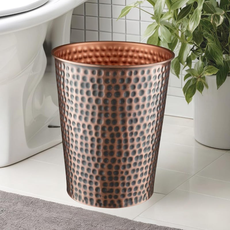 Monarch Abode Metal Bathroom Trash Can â€“ Waste Basket for Bedroom, Office Desk, & Dorm, Hand Hammered, Durable Decorative Antique Copper Small Trash Can Bathroom Garbage Bin Wastebasket - Image 4